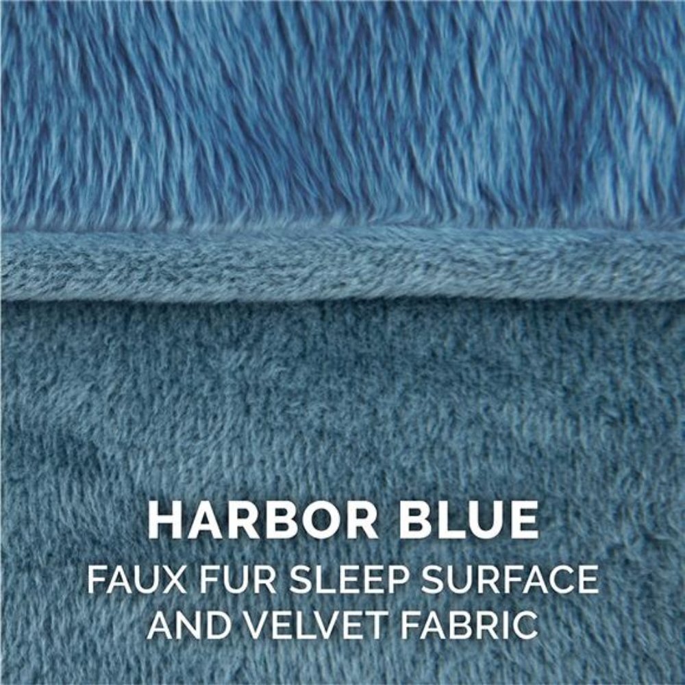 Faux Fur & Velvet Sofa-Style Fiberfill Pillow Dog Bed - Harbor Blue, Small - Picture 1 of 2